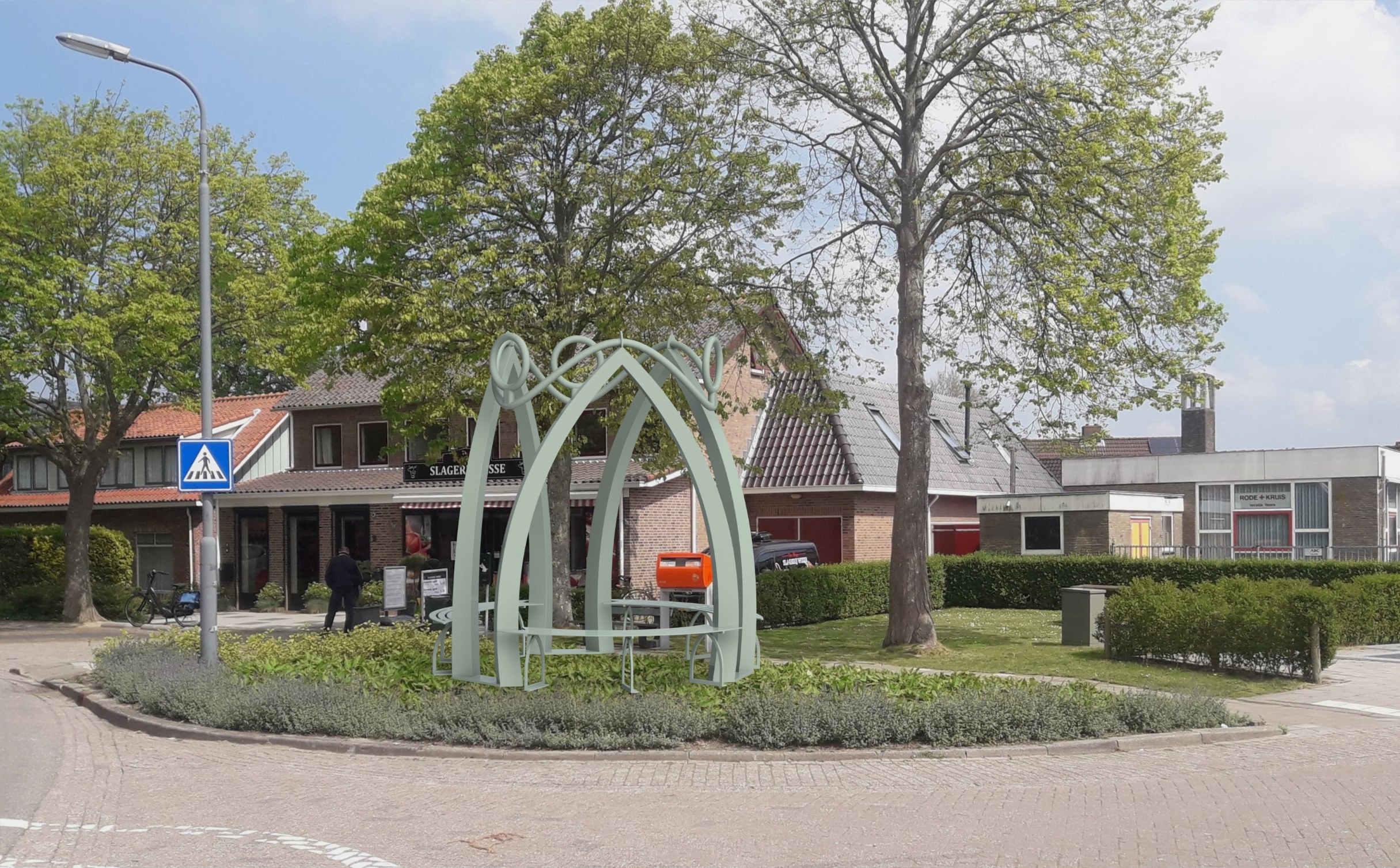 Kunstwerk met bankje